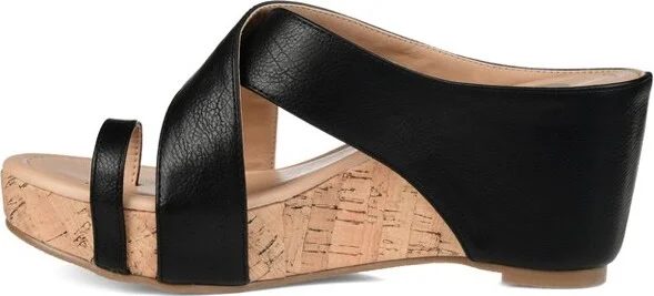 Journee Collection Women's Rayna Wedge Heel Slip On Sandals Black - Image 2