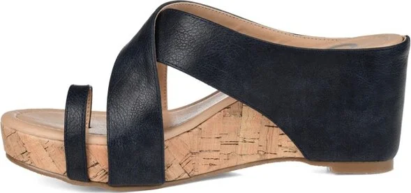 Journee Collection Women's Rayna Wedge Heel Slip On Sandals Black - Image 3