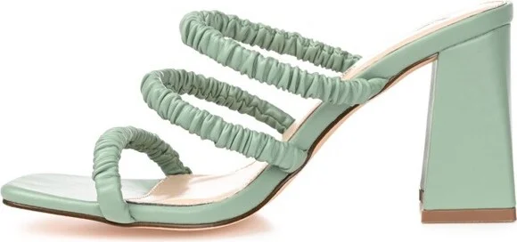 Journee Collection Womens Reagaan Tru Comfort Foam Open Square Toe Block Heel Sandals Green 11 - Image 2