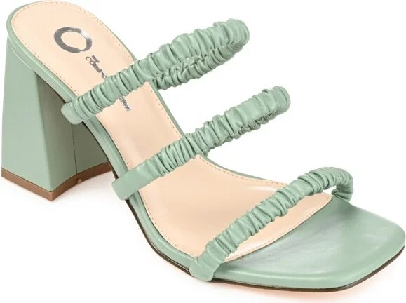 Journee Collection Womens Reagaan Tru Comfort Foam Open Square Toe Block Heel Sandals Green 7