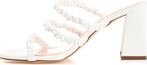 Journee Collection Womens Reagaan Tru Comfort Foam Open Square Toe Block Heel Sandals Off White 10 - Image 2