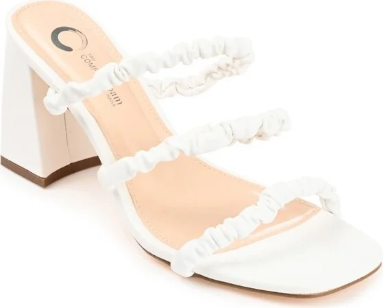 Journee Collection Womens Reagaan Tru Comfort Foam Open Square Toe Block Heel Sandals Off White 10