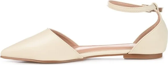 Journee Collection Women's Reba Buckle Pointed Toe Ballet Flats Bone - Image 2