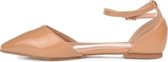 Journee Collection Women's Reba Buckle Pointed Toe Ballet Flats Bone - Image 4