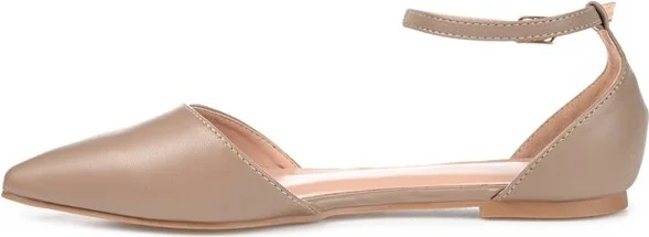 Journee Collection Women's Reba Buckle Pointed Toe Ballet Flats Bone - Image 5