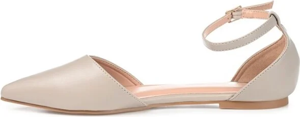 Journee Collection Women's Reba Buckle Pointed Toe Ballet Flats Bone - Image 7