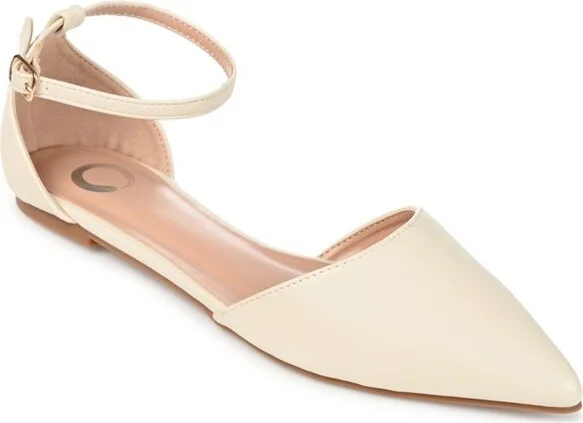 Journee Collection Women's Reba Buckle Pointed Toe Ballet Flats Bone