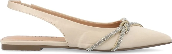 Journee Collection Women's Rebbel Rhinestone Knot Slingback Flats - Image 7