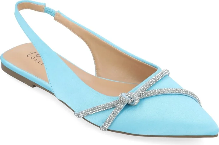 Journee Collection Women's Rebbel Rhinestone Knot Slingback Flats