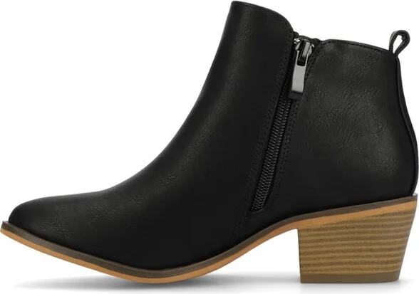 Journee Collection Women's Rebel Outside Zip Stacked Heel Booties Navy - Image 4