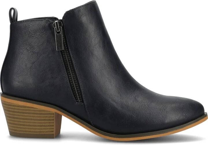 Journee Collection Women's Rebel Size Zipper Stacked Heel Booties - Image 7