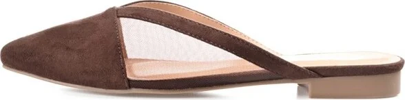 Journee Collection Women's Reeo Slip On Pointed Toe Mules Flats Brown - Image 3