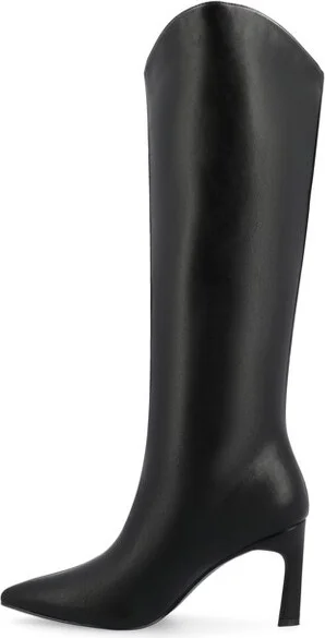 Journee Collection Women's Rehela Pull On Stiletto Heel Boots, Black - Image 5