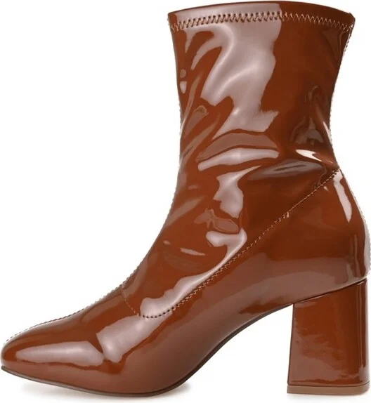Journee Collection Women's Reice Square Toe Block Heel Ankle Booties Tan - Image 4