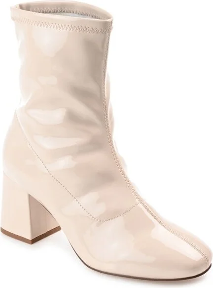 Journee Collection Women's Reice Square Toe Block Heel Ankle Booties Tan