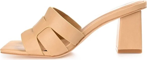 Journee Collection Women's Renatta Open Square Toe Block Heel Sandals Blush - Image 6