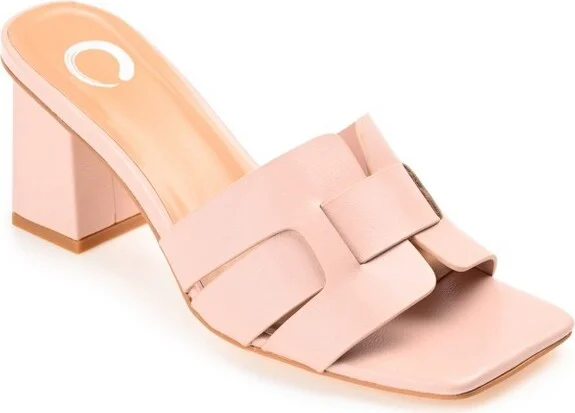 Journee Collection Women's Renatta Open Square Toe Block Heel Sandals Blush