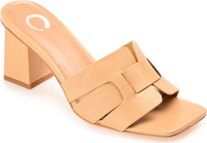 Journee Collection Women's Renatta Woven Block Heel Dress Sandals