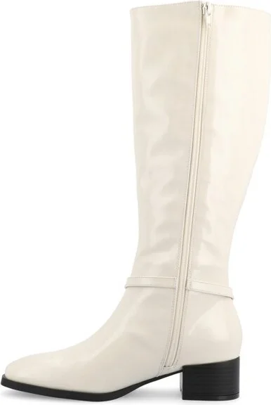 Journee Collection Women's Rhianah Stacked Block Heel Square Toe Boots, Brown - Image 3