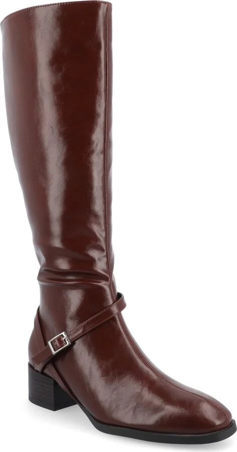 Journee Collection Women's Rhianah Wide Width Wide Calf Block Heel Knee High Riding Boots