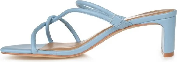 Journee Collection Women's Rianne Open Square Toe Half Block Heel Sandals Blue - Image 2