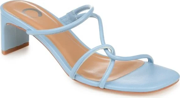 Journee Collection Women's Rianne Open Square Toe Half Block Heel Sandals Blue