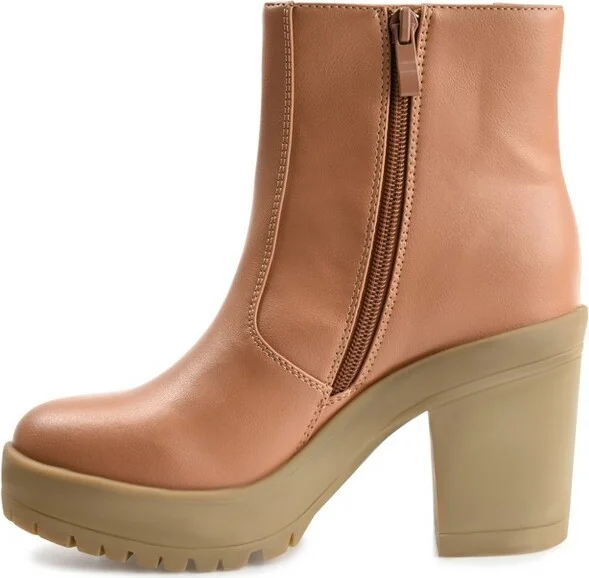 Journee Collection Women's Riplee Almond Toe Platform Ankle Booties Tan - Image 2