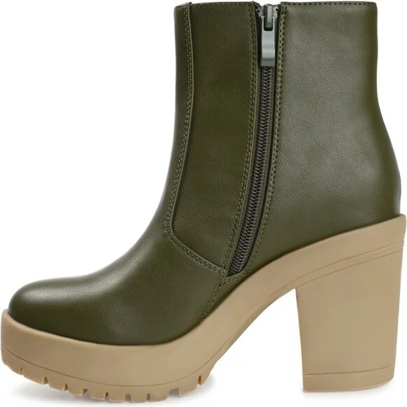 Journee Collection Women's Riplee Almond Toe Platform Ankle Booties Tan - Image 5