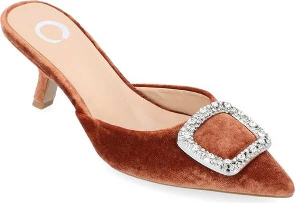 Journee Collection Women's Rishie Slip On Kitten Heel Mule Pump Black