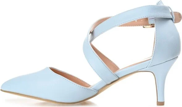 Journee Collection Women's Riva Pointed Toe Mid Heel Pumps Blue - Image 2
