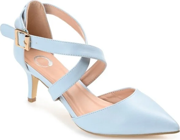 Journee Collection Women's Riva Pointed Toe Mid Heel Pumps Blue
