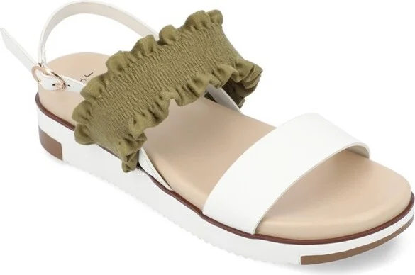 Journee Collection Women's Riya Formed Footbed Sling Back Sandal White