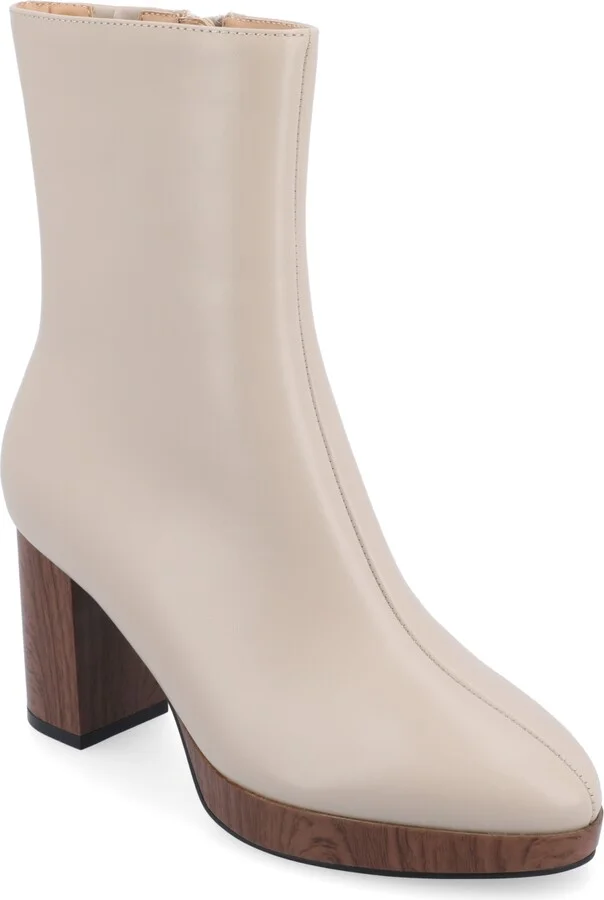 Journee Collection Women's Romer Center Seam Platform Block Heel Booties