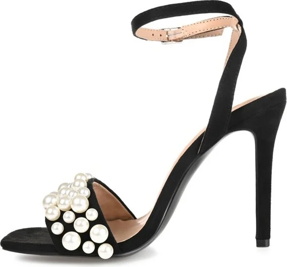 Journee Collection Women's Romey Buckle High Stiletto Open Toe Pumps Tan - Image 4
