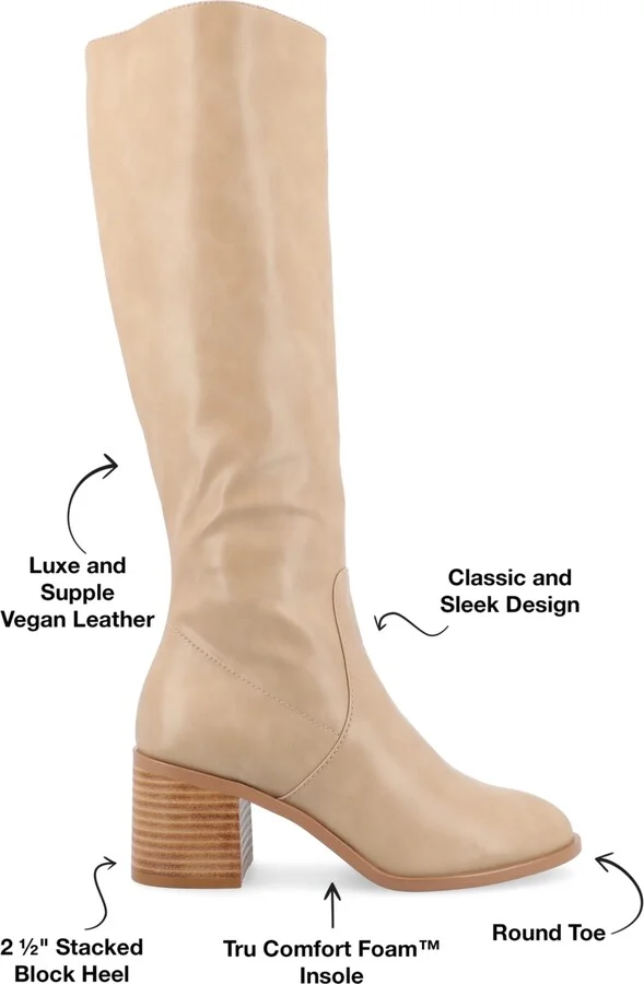 Journee Collection Women's Romilly Wide Width Wide Calf Round Toe Block Heel Knee High Boots - Image 6