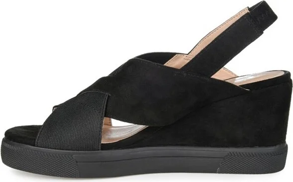 Journee Collection Women's Ronnie Wedge Heel Slip On Sandals Black - Image 2
