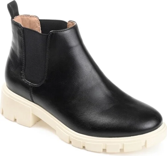 Journee Collection Women's Rorke Pull On Block Heel Booties Black