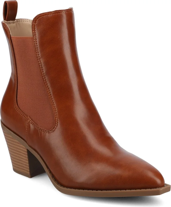 Journee Collection Women's Rosemary Western Comfort Chelsea Booties