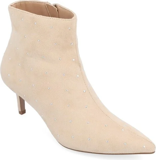 Journee Collection Women's Rossia Inside Zip Kitten Heel Bootie Bone