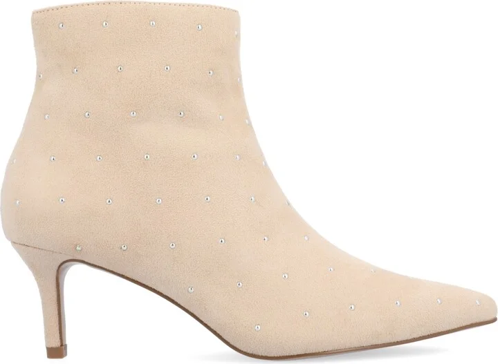 Journee Collection Women's Rossia Stud Embellished Pointed Toe Kitten Heel Dress Booties - Image 2