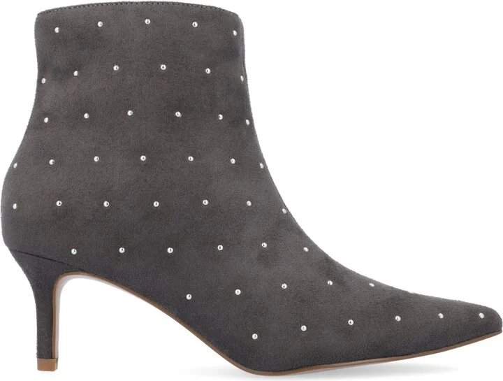Journee Collection Women's Rossia Stud Embellished Pointed Toe Kitten Heel Dress Booties - Image 7