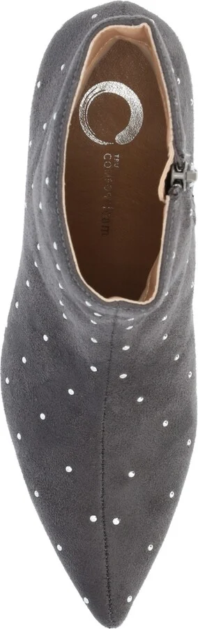 Journee Collection Women's Rossia Stud Embellished Pointed Toe Kitten Heel Dress Booties - Image 9