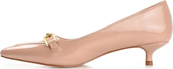 Journee Collection Women's Rumi Kitten Heel Loafer Pointed Toe Pumps Brown - Image 2