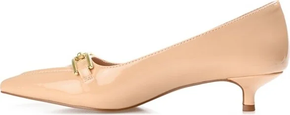 Journee Collection Women's Rumi Kitten Heel Loafer Pointed Toe Pumps Brown - Image 3