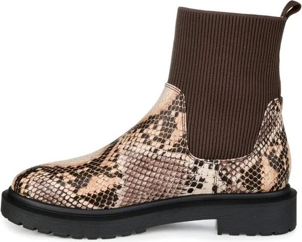 Journee Collection Women's Sabriel Pull On Block Heel Booties Snake - Image 6
