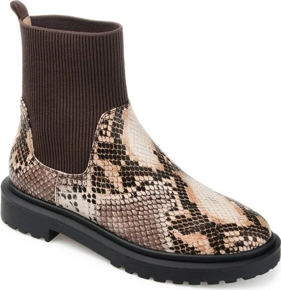 Journee Collection Women's Sabriel Pull On Block Heel Booties Snake