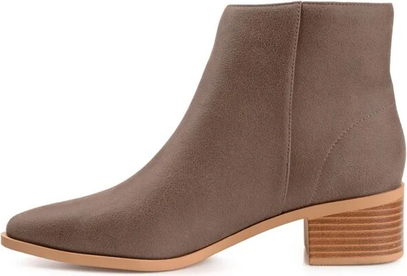 Journee Collection Women's Sadiya Inside Zip Stacked Heel Booties Brown - Image 2