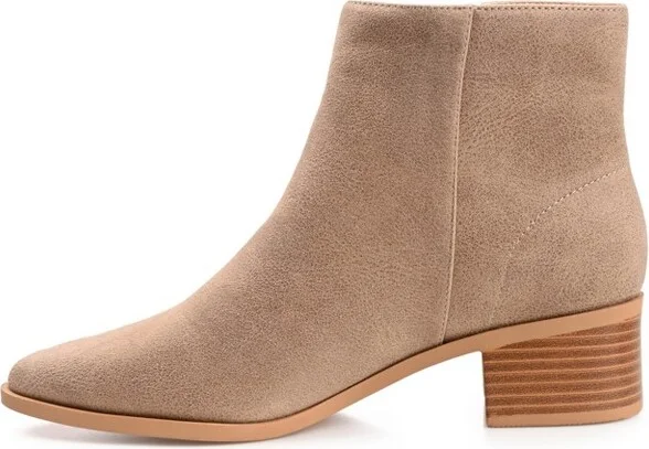 Journee Collection Women's Sadiya Inside Zip Stacked Heel Booties Brown - Image 4