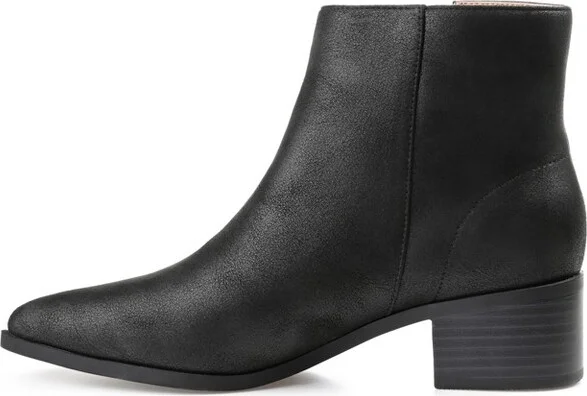 Journee Collection Women's Sadiya Inside Zip Stacked Heel Booties Brown - Image 5