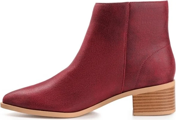 Journee Collection Women's Sadiya Inside Zip Stacked Heel Booties Brown - Image 7